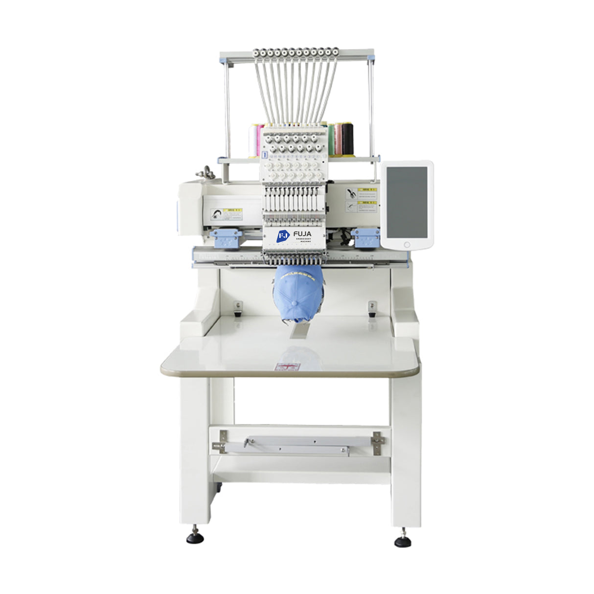 Máquina de bordar camisetas y gorras computarizada de un solo cabezal, comercial, con 12, 15 y 20 agujas, para tamaños de 400 x 500 mm.