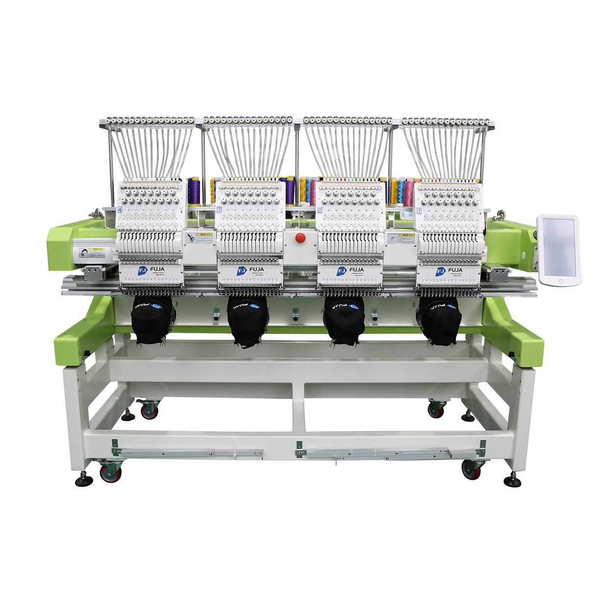 Máquina de bordar por computadora comercial de 12 y 15 agujas, 4 cabezales, para camisetas, gorras, bordado plano, 400 x 450 mm