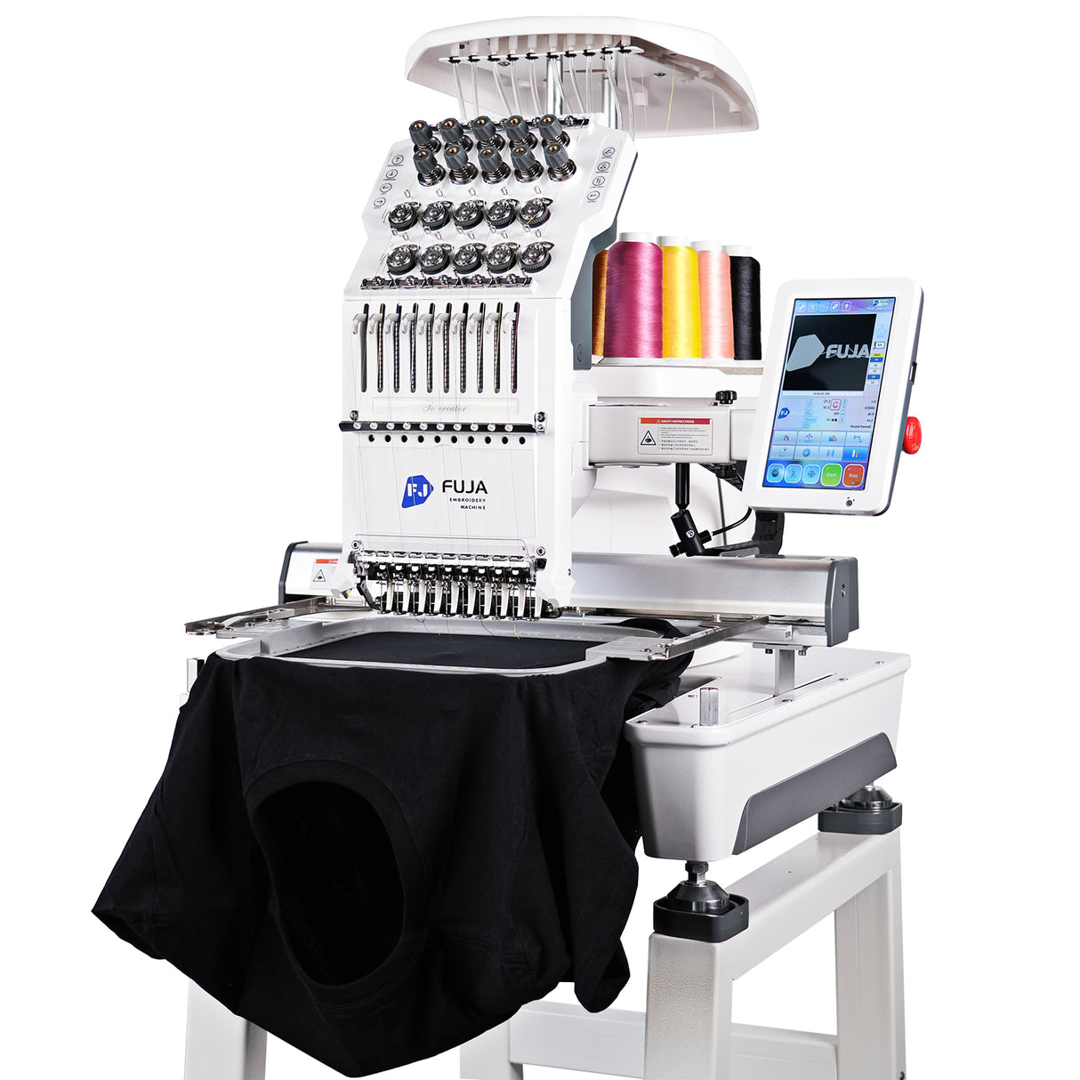 Máquina de bordar doméstica FUJA de un solo cabezal con 10 agujas para gorras y camisetas, 240 x 360