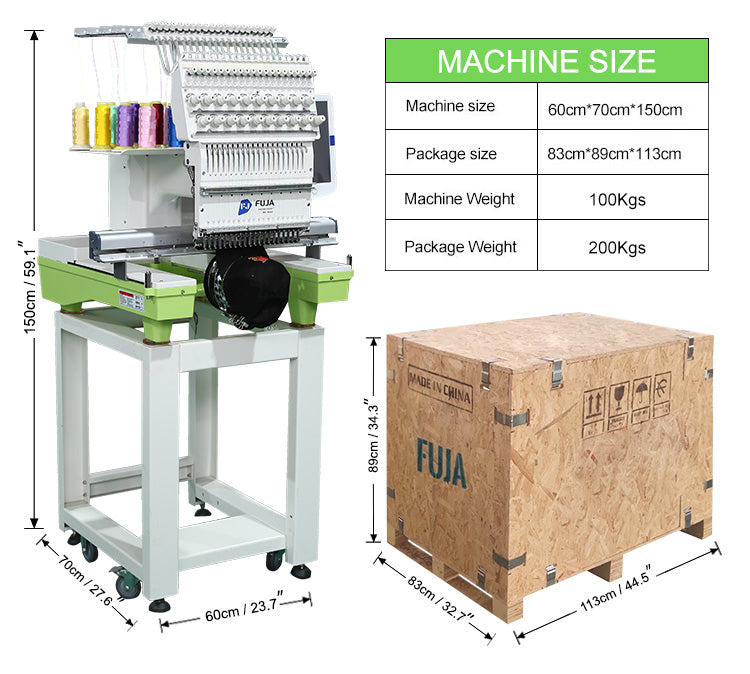 Máquina de bordar computarizada de un solo cabezal con 20 agujas para 350 x 500 mm