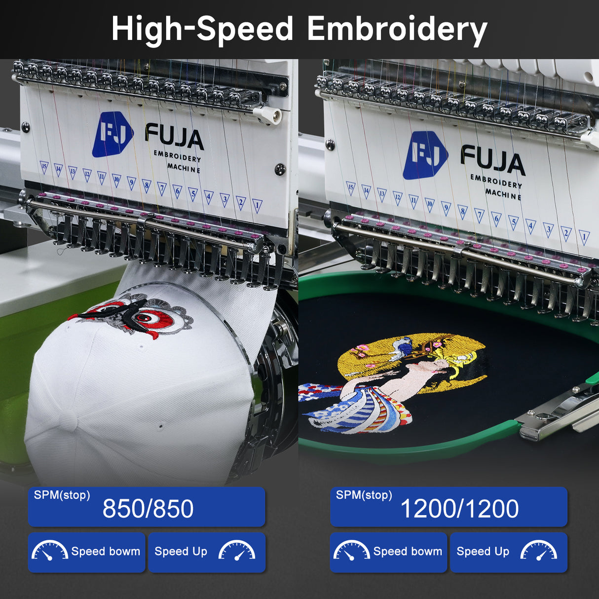 FJ-1501C Single Head 12 15 Needles Embroidery Machine 400*600