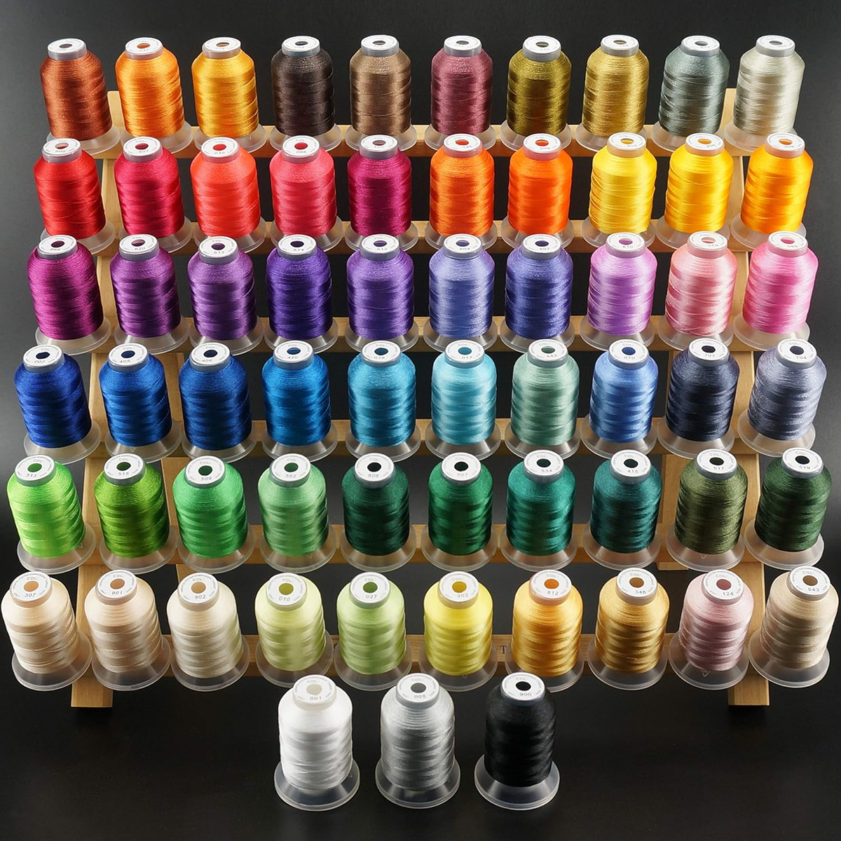 FUJA 63 Color Polyester Embroidery Thread Set, 108D/2, 5000 yd Cones