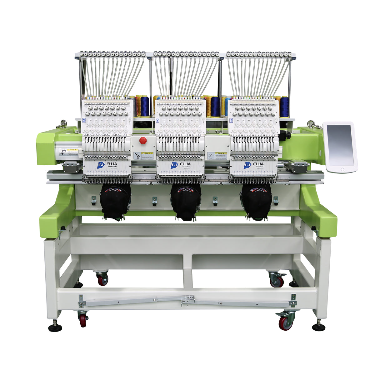 FUJA 3 Head Caps Tshirt Flat Embroidery Machine Computerized 12 15 Needles for 400*500MM