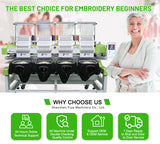 Máquina de bordar por computadora comercial de 12 y 15 agujas, 4 cabezales, para camisetas, gorras, bordado plano, 400 x 450 mm