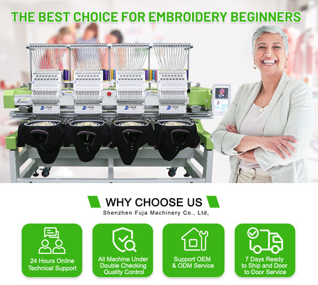 FJ-1504HC Industrial 12 15 Needles Embroidery Machine 400*450