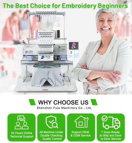 FJ-1501HC Industrial 12 15 Needles Embroidery Machine 400*500