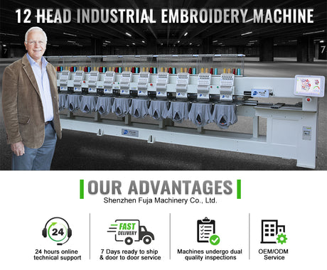 FJ-1512HQ Industrial 12 15 Needles Embroidery Machine 400*450