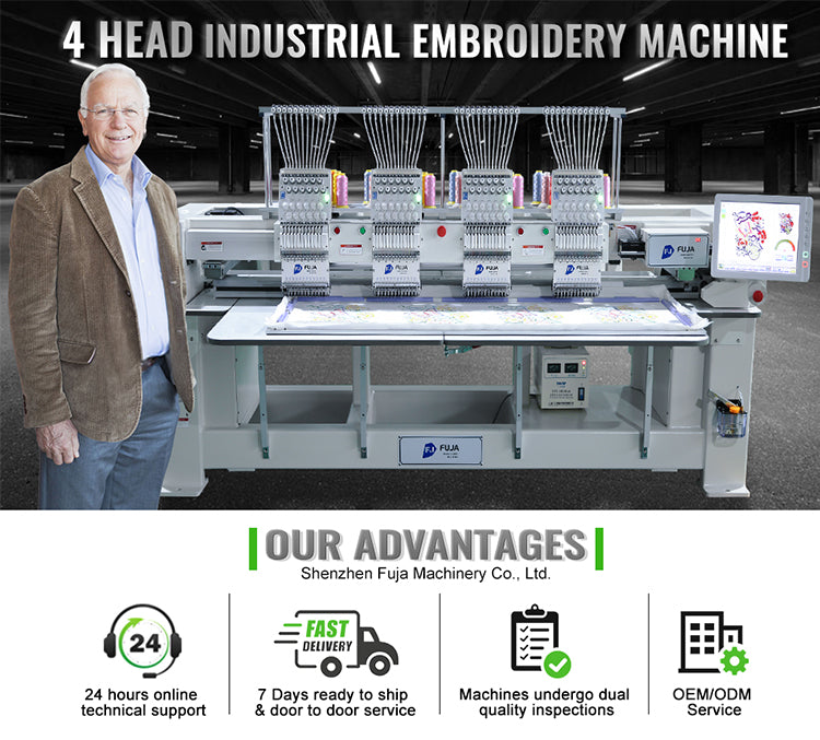 FJ-1504HQ Industrial 12 15 Needles Embroidery Machine 400*450