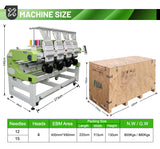 Máquina de bordar por computadora comercial de 12 y 15 agujas, 4 cabezales, para camisetas, gorras, bordado plano, 400 x 450 mm
