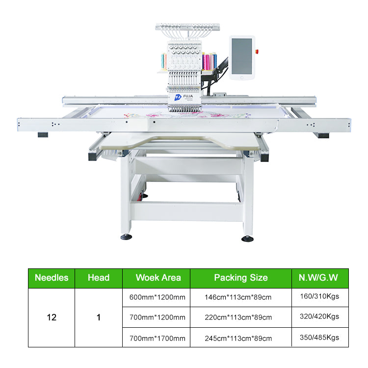 Máquina de bordado plano computarizada de un solo cabezal de gran formato para 700 x 1200 mm