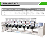 Máquina de bordar industrial para gorras de camisetas, 12 y 15 agujas, 8 cabezales, 400 x 450 mm