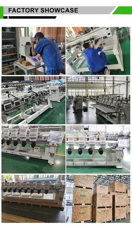 Máquina de bordar camisetas y gorras industrial de 4 cabezales, 12 y 15 agujas, para 400 x 450 mm
